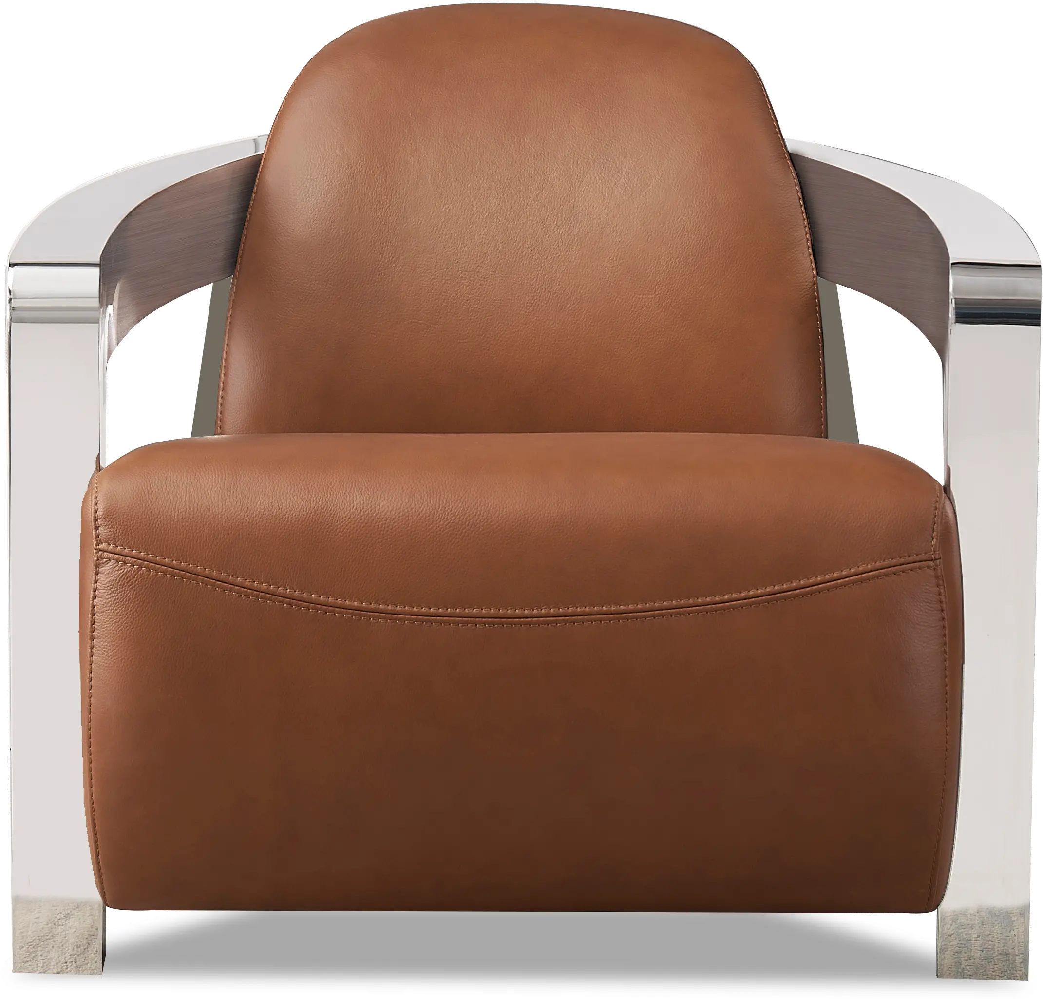 Modern Brown Leather and Chrome Accent Chair - Pacer-2