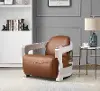 Pacer Brown Leather and Chrome Accent Chair - Amax Leather