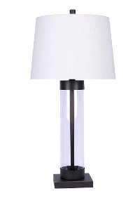 Clear Glass Cylinder and Oil Rubbed Bronze Table Lamp