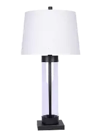 Clear Glass Cylinder and Oil Rubbed Bronze Table Lamp