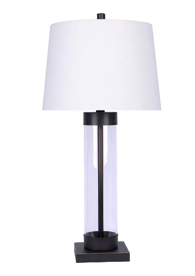 Clear Glass Cylinder and Oil Rubbed Bronze Table Lamp