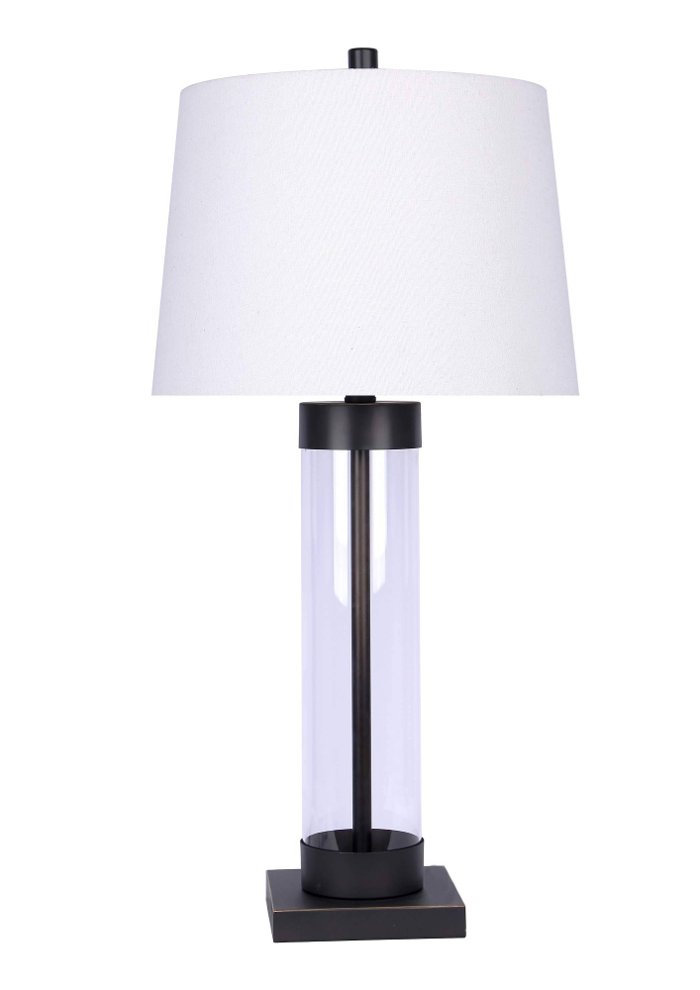 Clear Glass Cylinder and Oil Rubbed Bronze Table Lamp