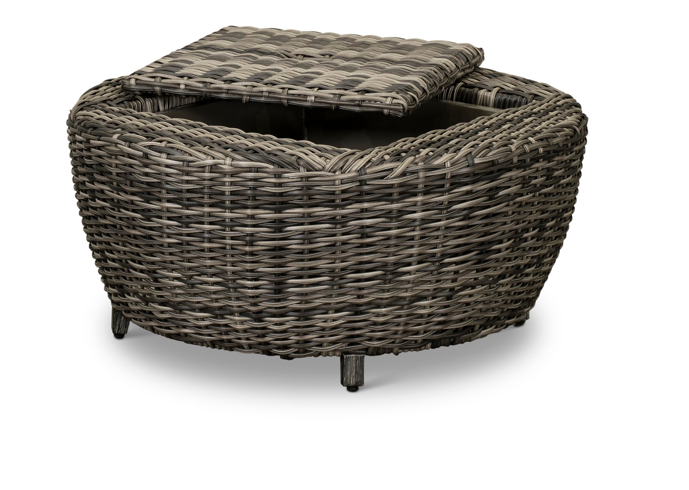 Dark Driftwood 36 Round Patio Coffee Table with Storage - Marana-1