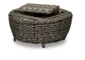 Dark Driftwood 36 Round Patio Coffee Table with Storage - Marana