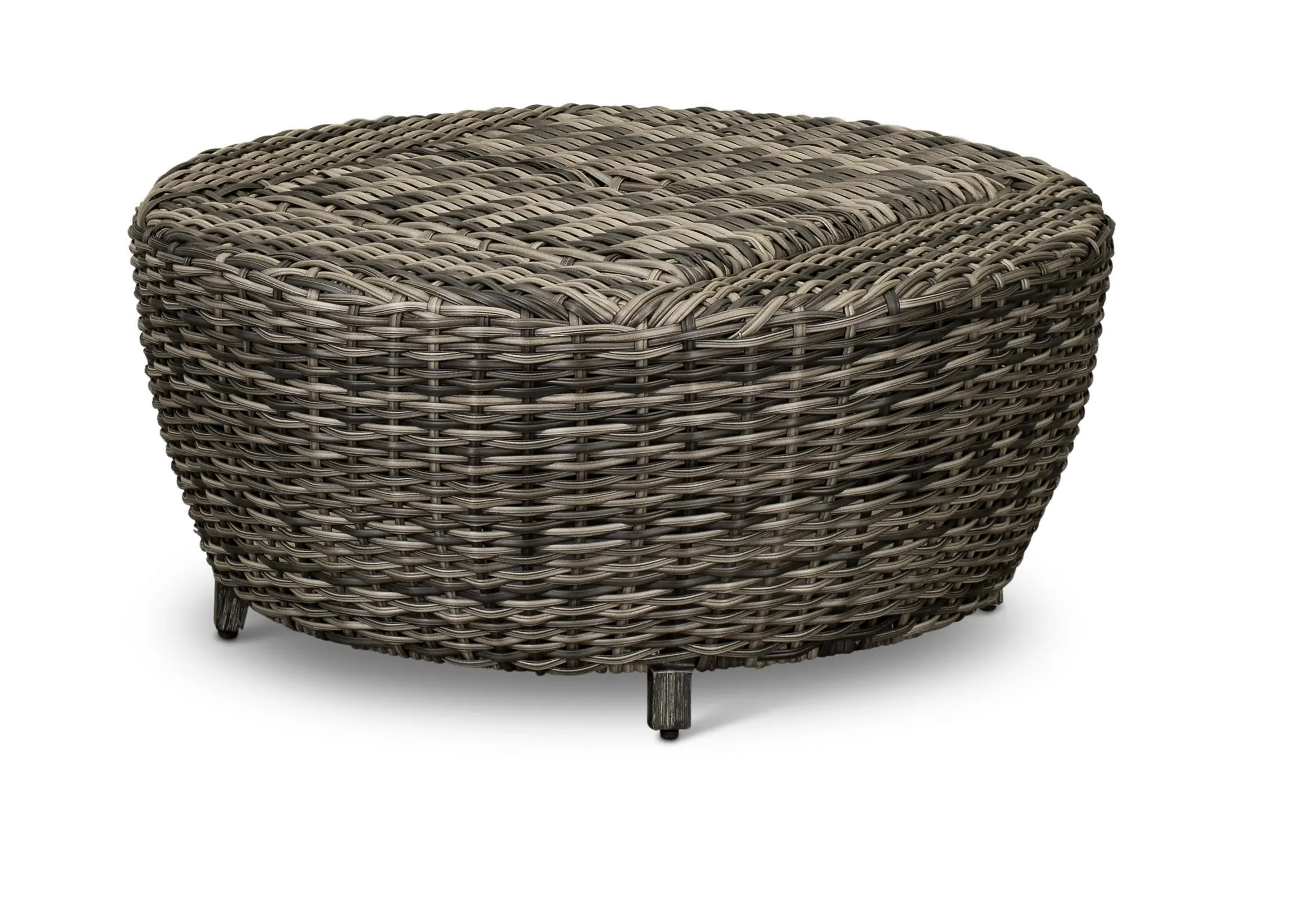 Dark Driftwood 36 Round Patio Coffee Table with Storage - Marana-2
