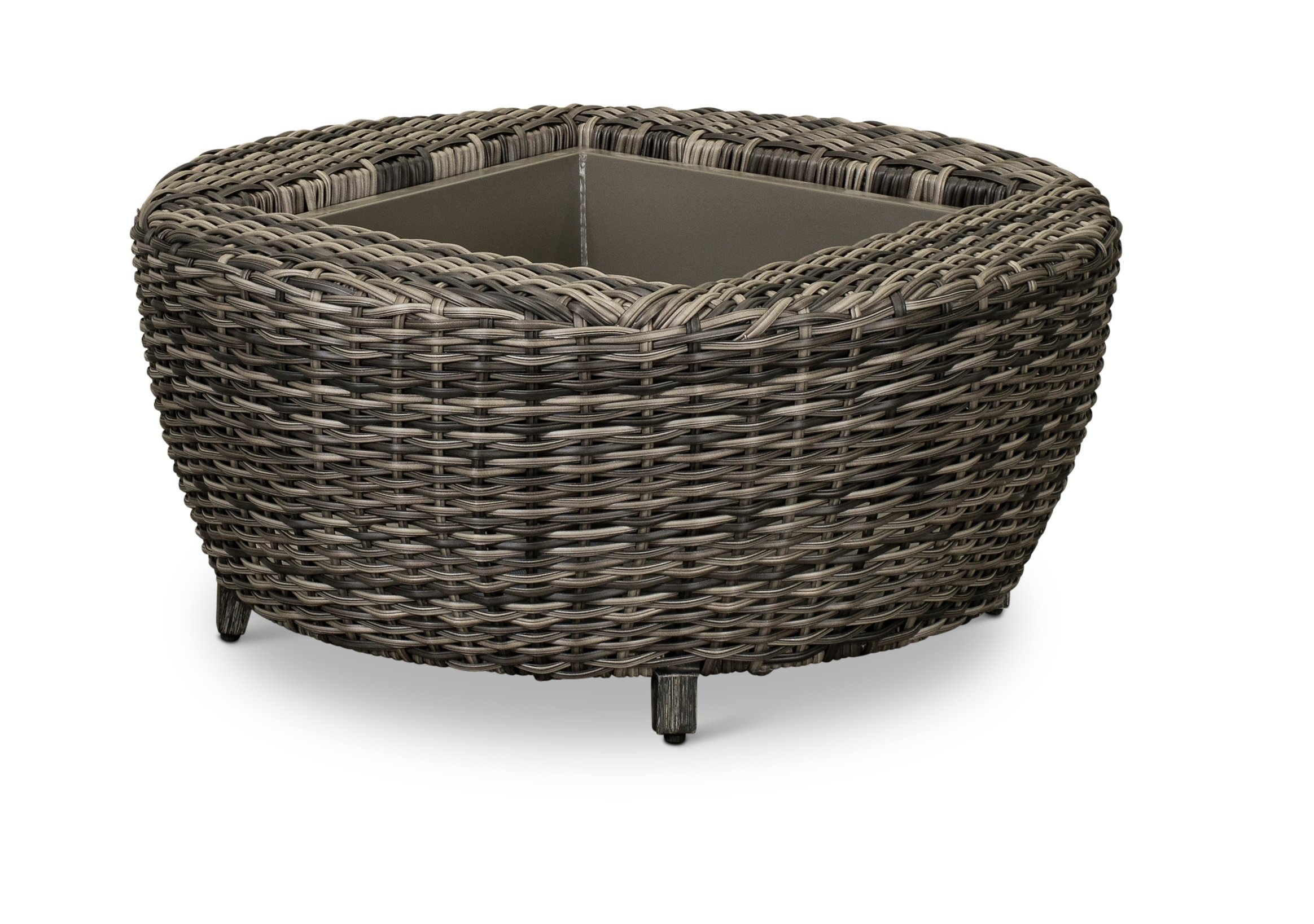 Dark Driftwood 36 Round Patio Coffee Table with Storage - Marana-3