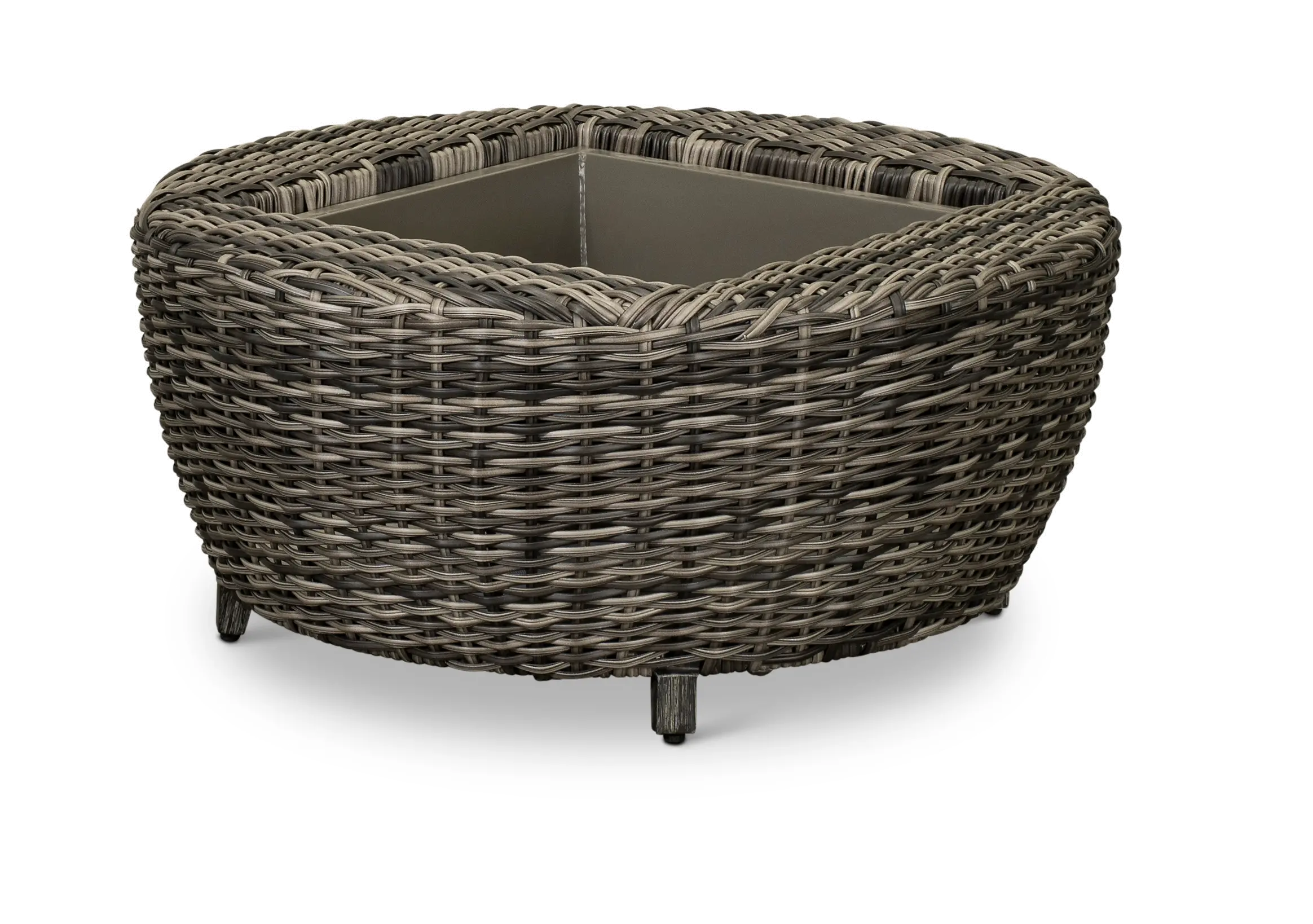 Dark Driftwood 36 Round Patio Coffee Table with Storage - Marana-3