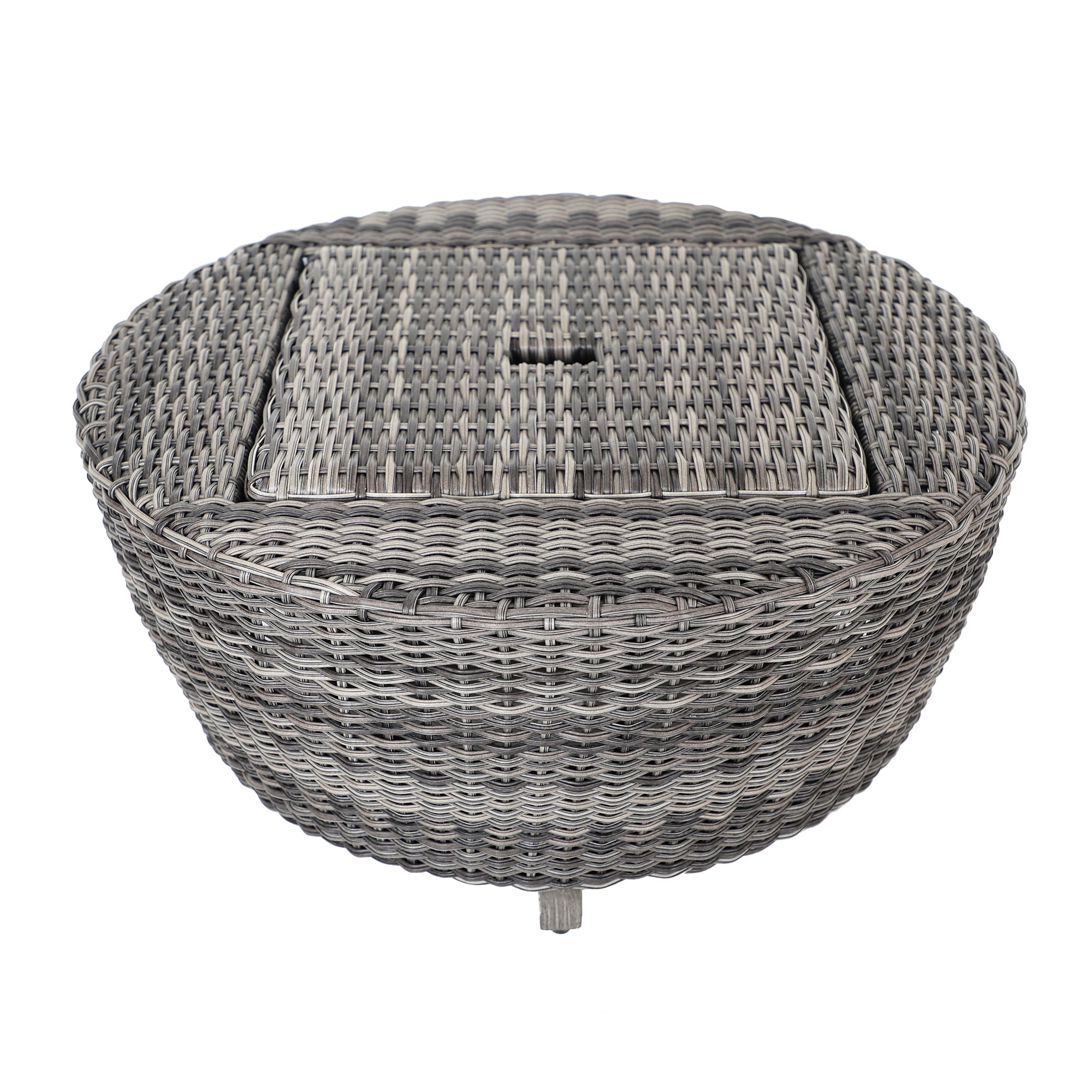 Dark Driftwood 36 Round Patio Coffee Table with Storage - Marana-4