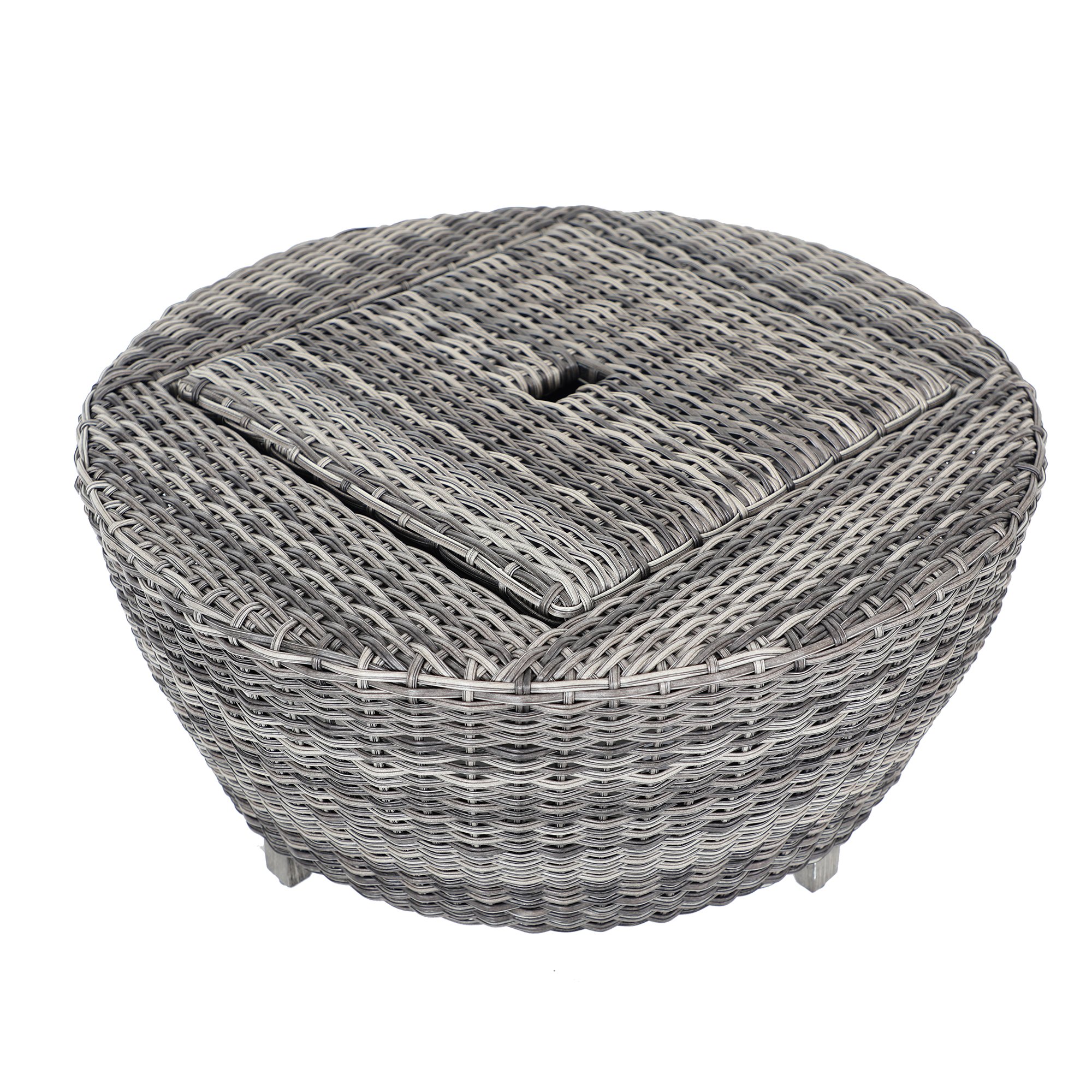 Dark Driftwood 36 Round Patio Coffee Table with Storage - Marana-5