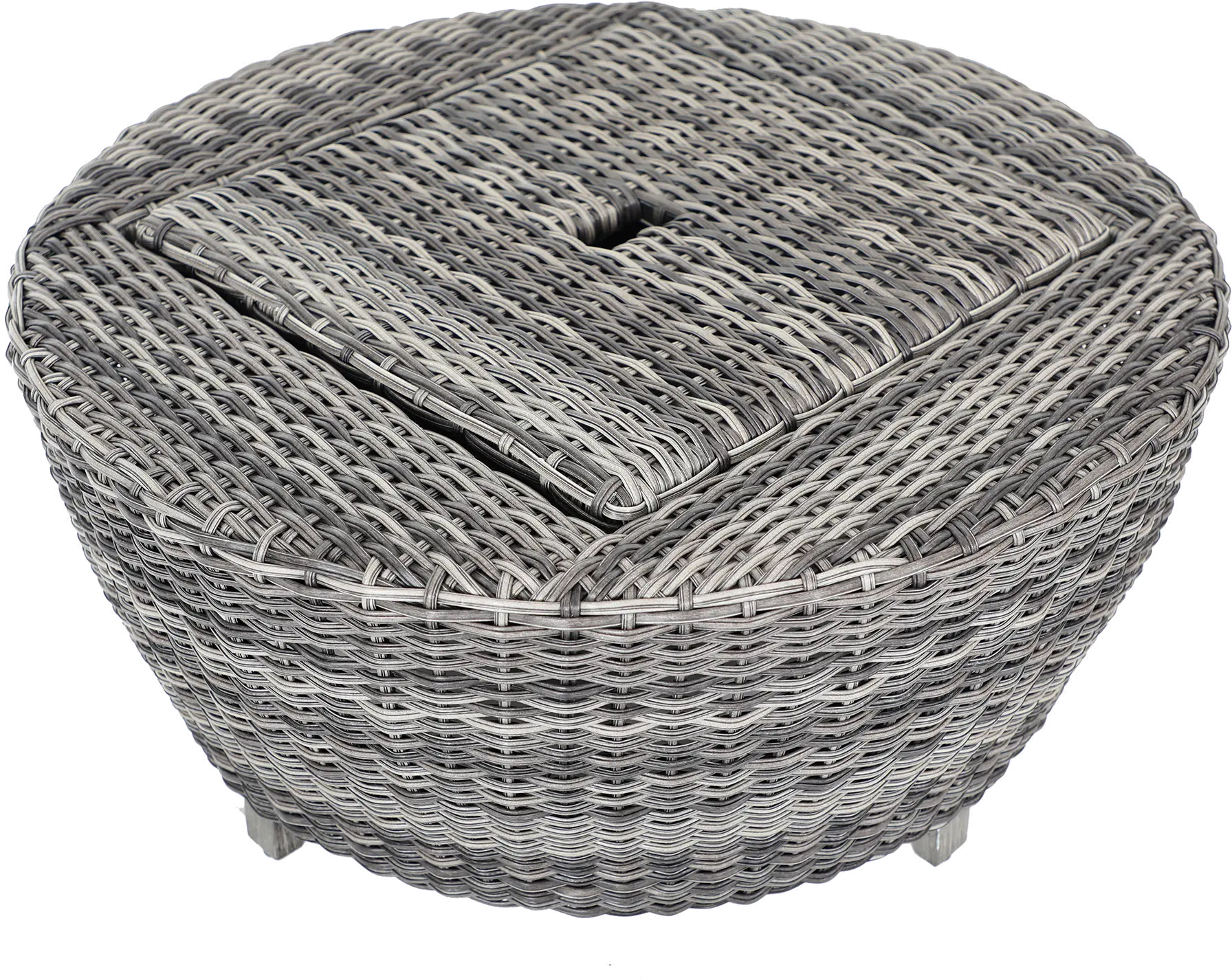 Dark Driftwood 36 Round Patio Coffee Table with Storage - Marana-5