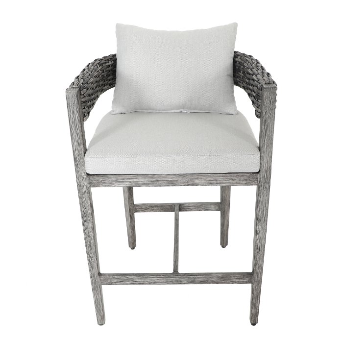 Weathered Gray Patio Bar Stool with Cushion - Marana
