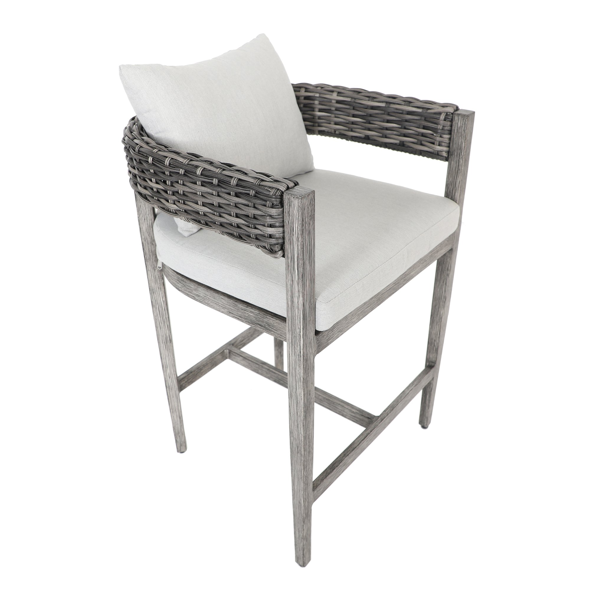 Weathered Gray Patio Bar Stool with Cushion - Marana-4