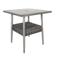 Weathered Gray 36 Inch Square Patio Bar Table - Marana