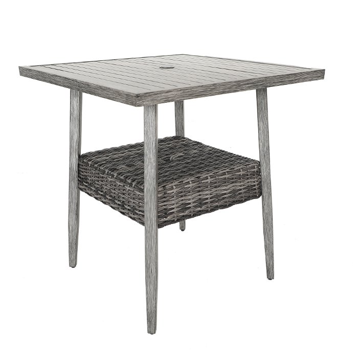 Weathered Gray 36 Inch Square Patio Bar Table - Marana