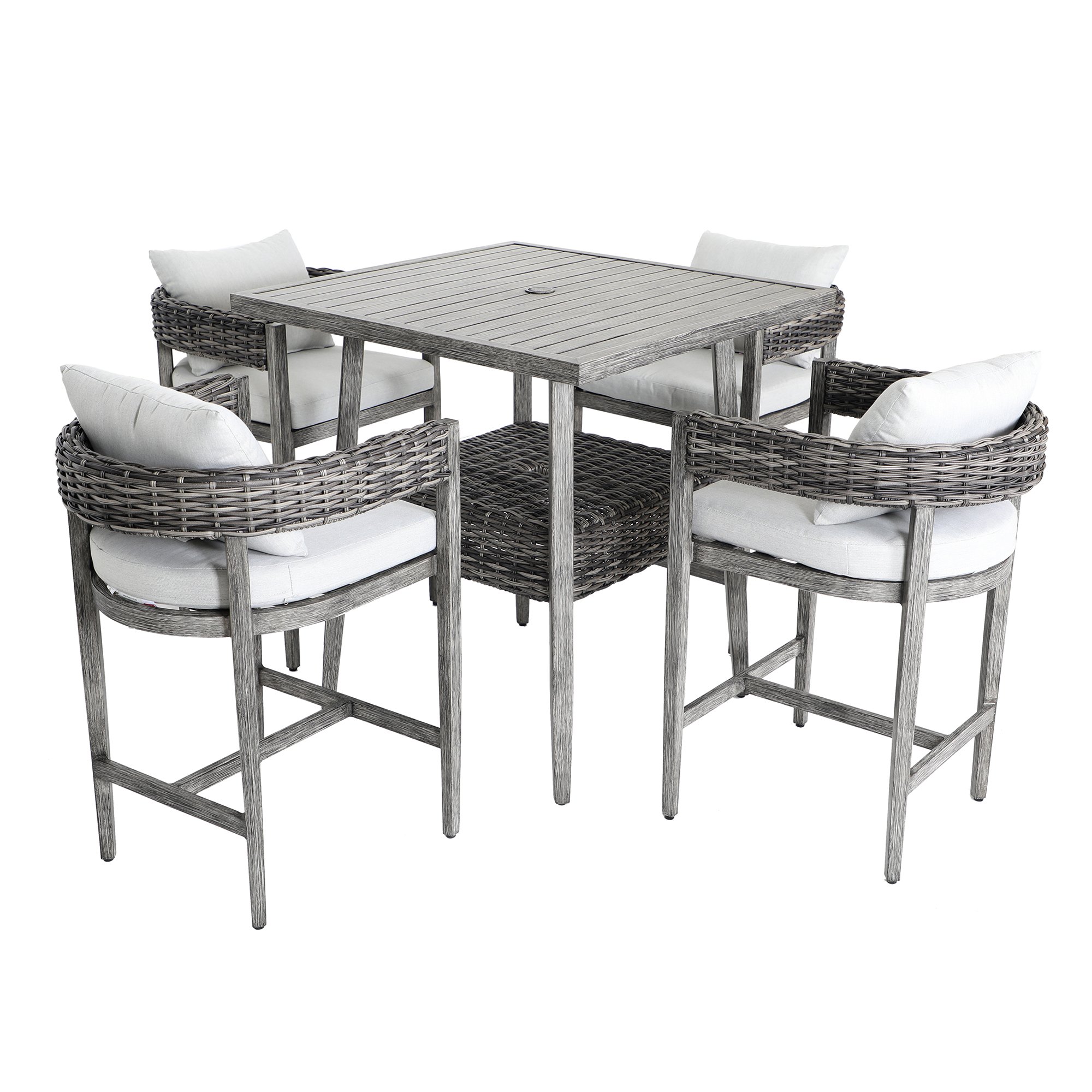 Weathered Gray 5 Piece Patio Bar Set - Marana-1