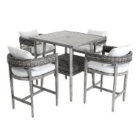 Weathered Gray 5 Piece Patio Bar Set - Marana