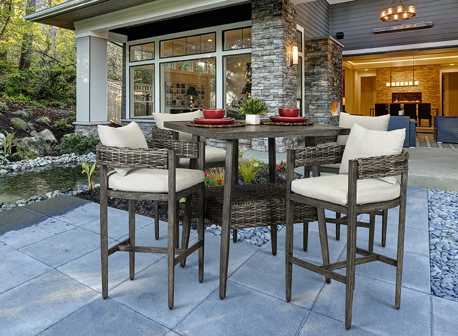 Weathered Gray 5 Piece Patio Bar Set - Marana-2