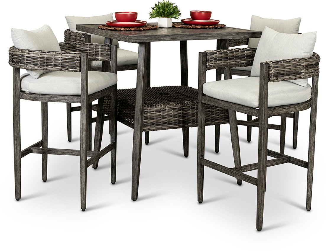 Weathered Gray 5 Piece Patio Bar Set - Marana-3