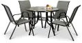 Bali 5 Piece Round Patio Dining Set with 4 Sling Chairs