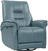 Andrew Azure Blue Leather Power Swivel Glider Recliner