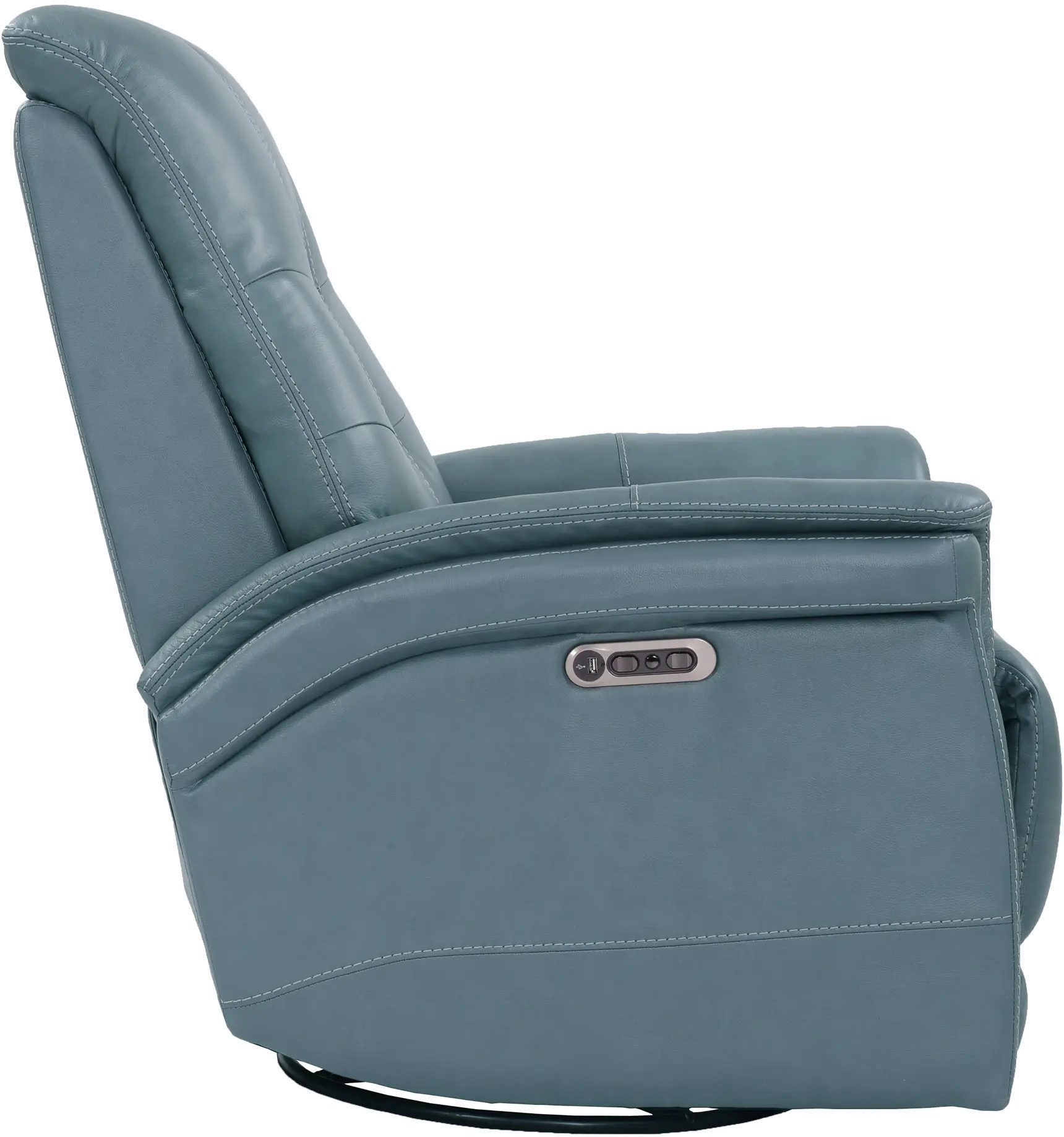 Andrew Azure Blue Leather Power Swivel Glider Recliner-5