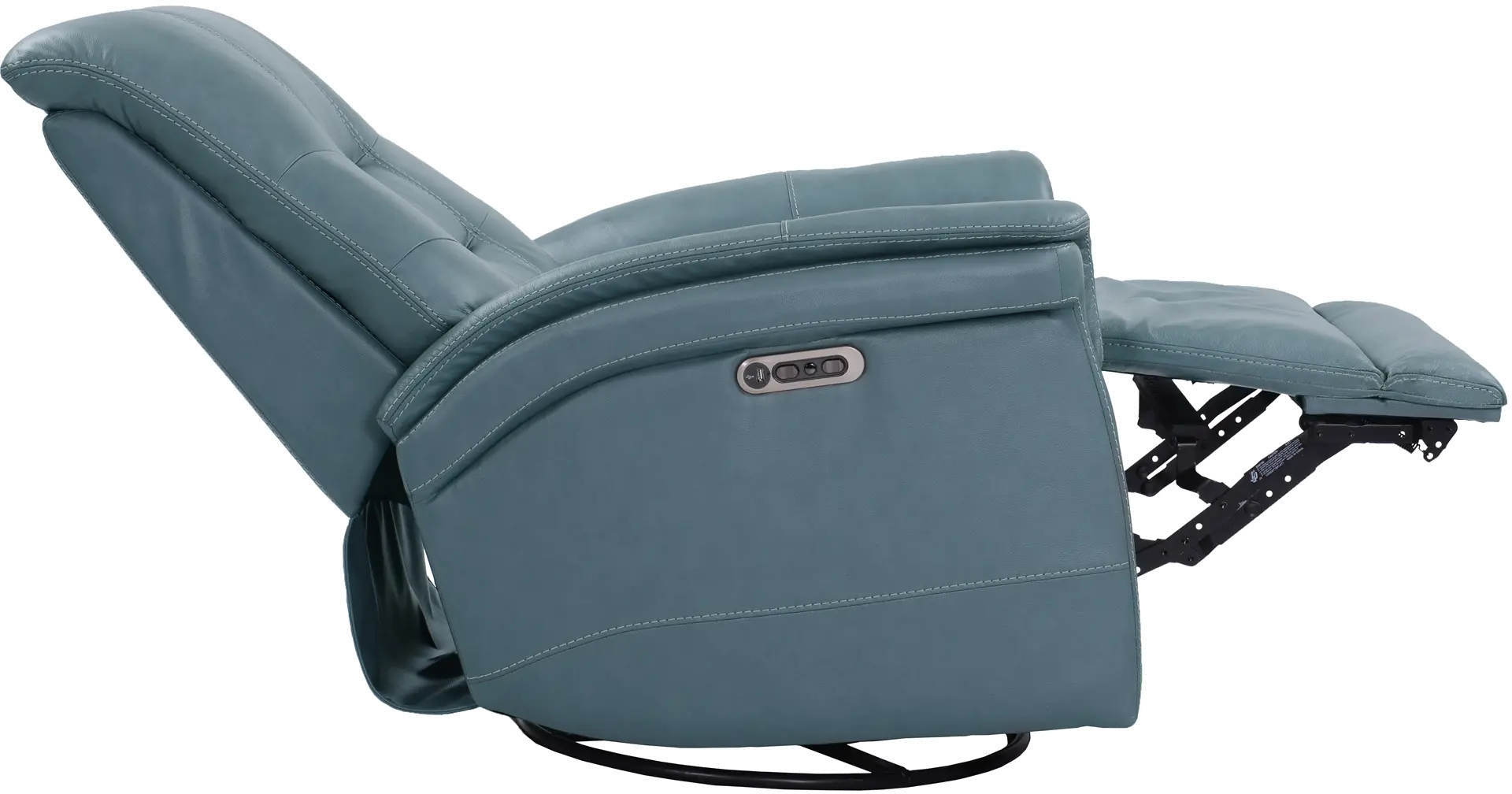 Andrew Azure Blue Leather Power Swivel Glider Recliner-6