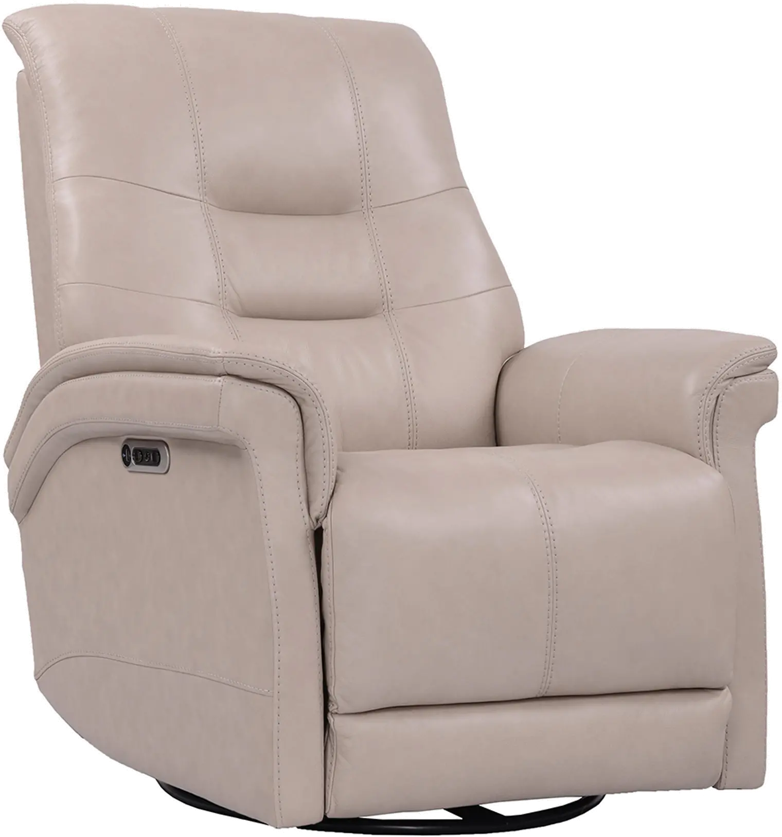 Andrew Beige Leather Power Swivel Glider Recliner-1
