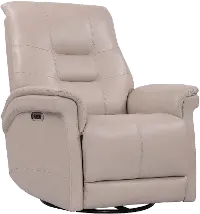 Andrew Beige Leather Power Swivel Glider Recliner