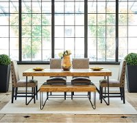Rustic Pine and Metal 6 Piece Dining Room Set - Cliff