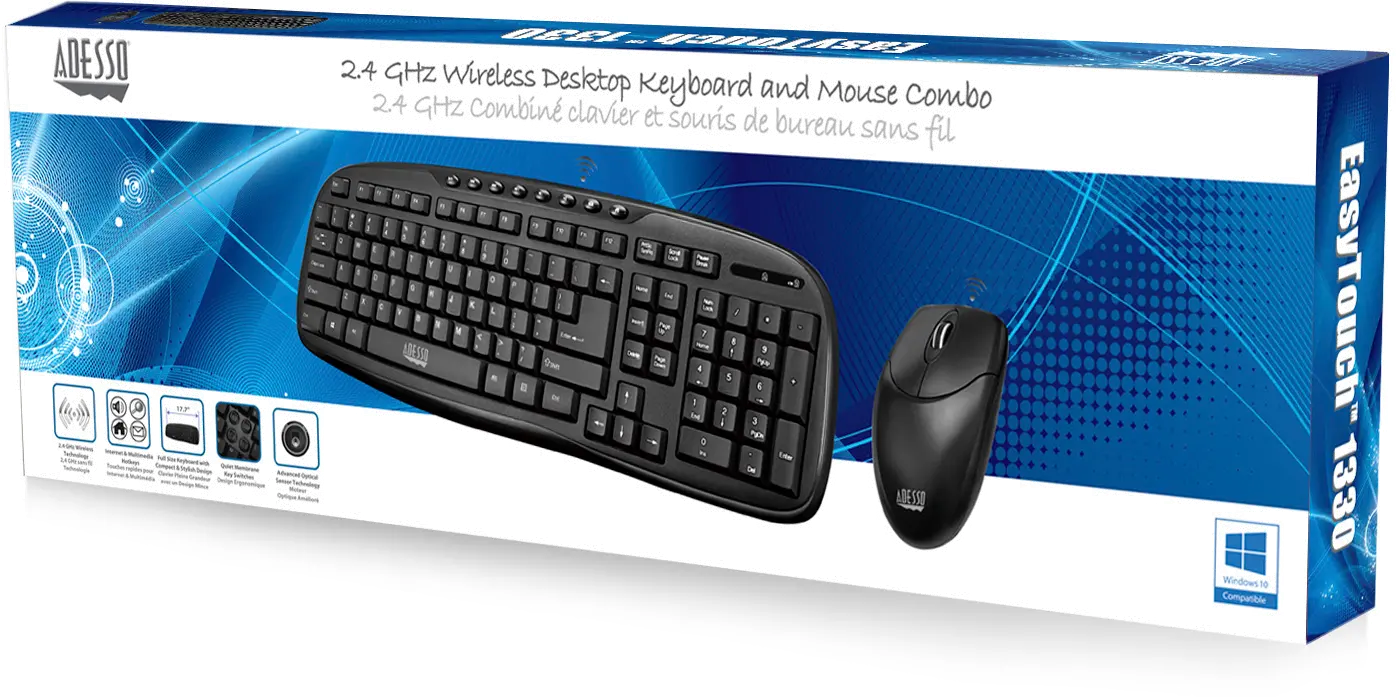 WKB-1330CB Adesso 2.4 GHz Wireless Desktop Keyboard and Mouse Combo-7