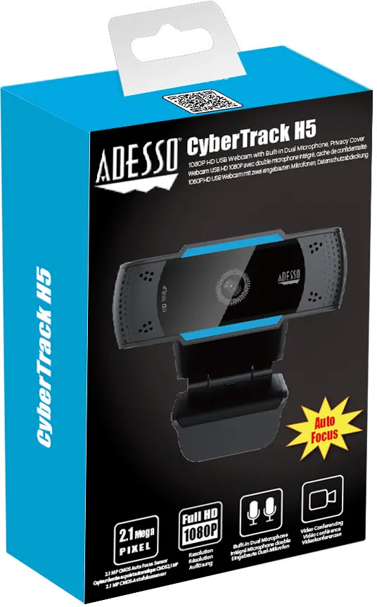 CYBERTRACK H5 Adesso 1080P HD Auto Focus Webcam with Built-in Dual Microphone-5