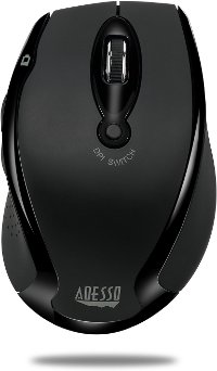 iMOUSE-M20 BLACK Adesso Black Wireless Ergonomic Optical Mouse - iMouse M20