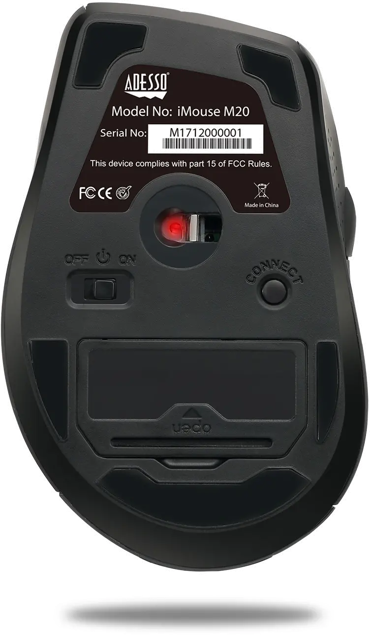 iMOUSE-M20 BLACK Adesso Black Wireless Ergonomic Optical Mouse - iMouse M20-7