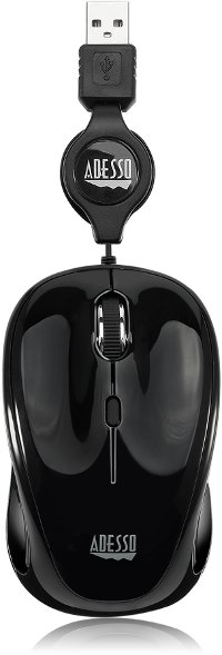 iMOUSE-S8 BLACK Adesso Black USB Illuminated Retractable Mouse - iMouse S8-1