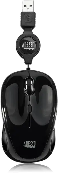 iMOUSE-S8 BLACK Adesso Black USB Illuminated Retractable Mouse - iMouse S8