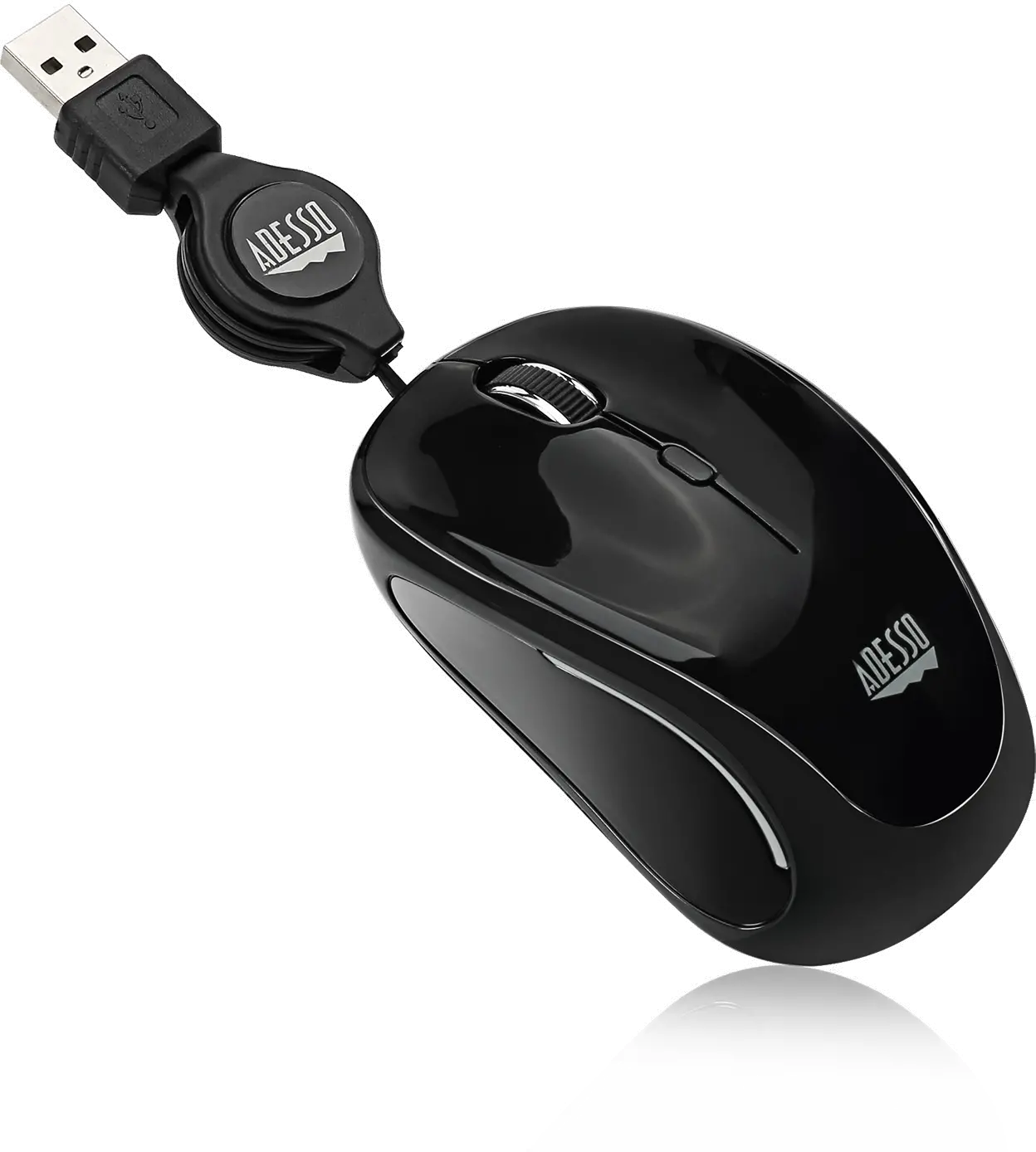 iMOUSE-S8 BLACK Adesso Black USB Illuminated Retractable Mouse - iMouse S8-2