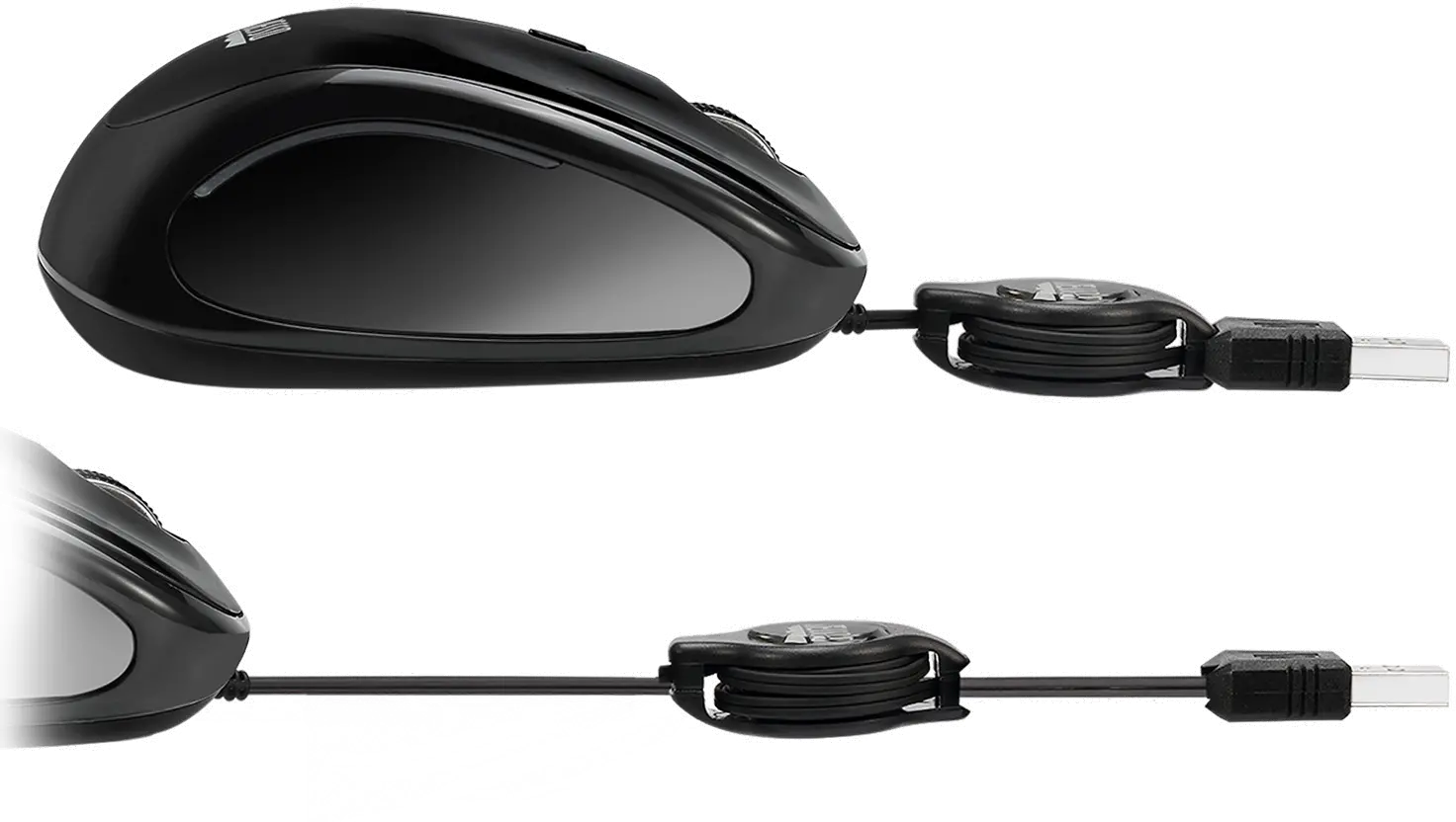 iMOUSE-S8 BLACK Adesso Black USB Illuminated Retractable Mouse - iMouse S8-6