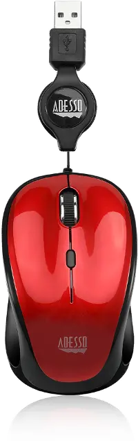 iMOUSE-S8 RED Adesso Red USB Illuminated Retractable Mouse - iMouse S8