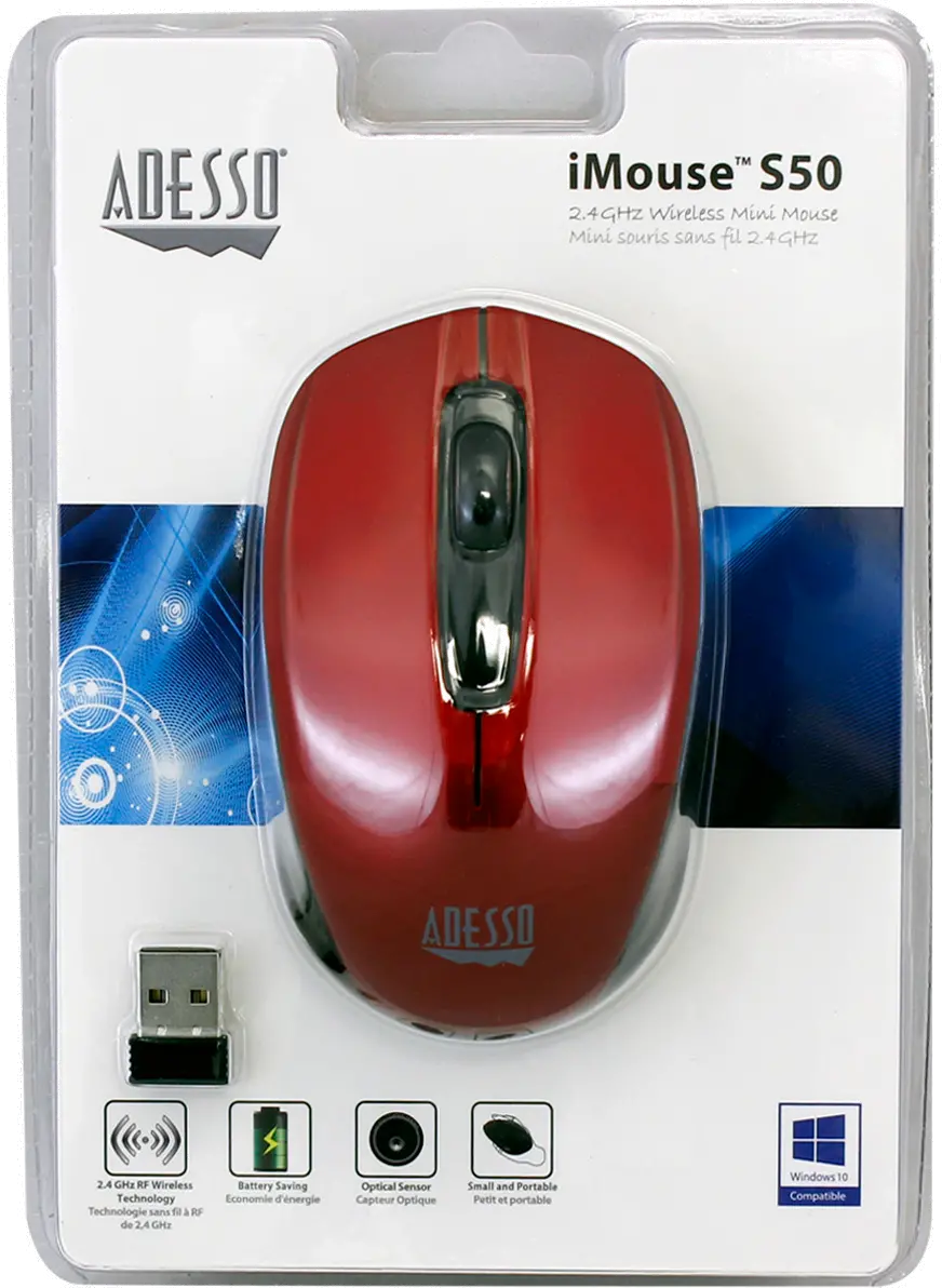 iMOUSE-S50 RED Adesso Red Wireless iMouse - S50-7
