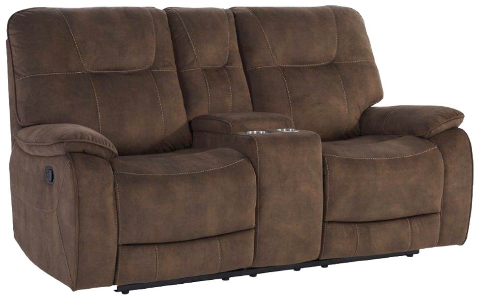 Crane Brown Reclining Loveseat with Console-1