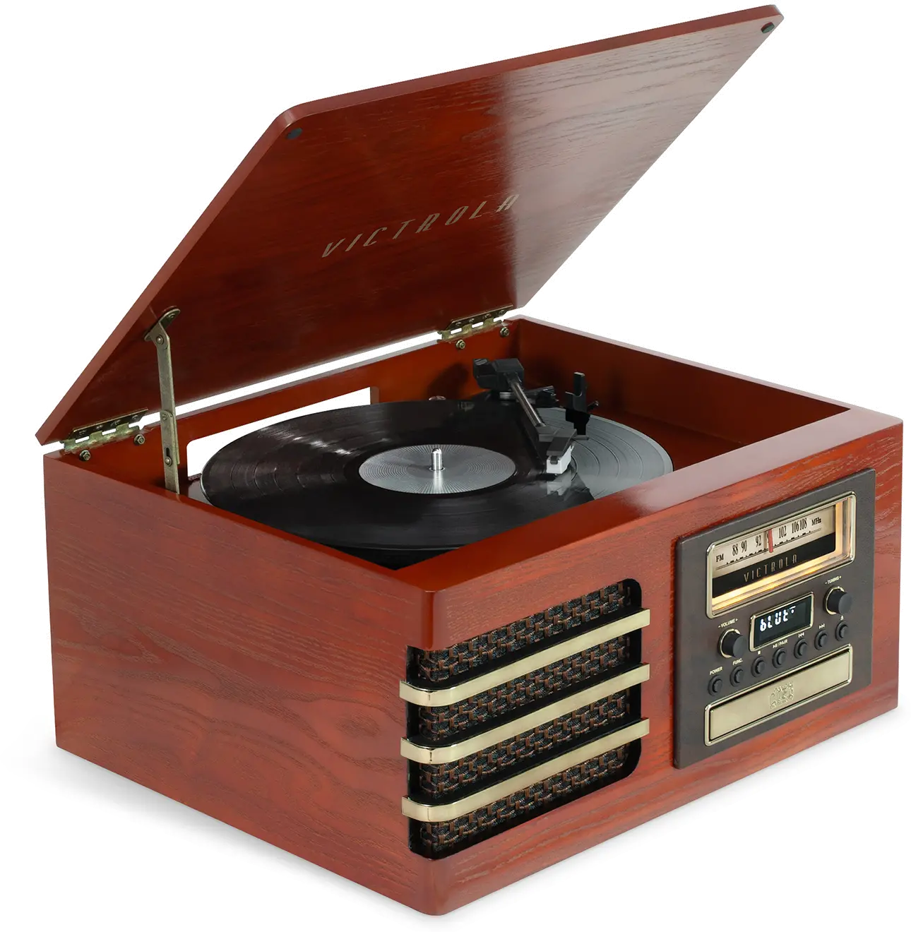 Mahogany Bluetooth Record Player-Victrola-1