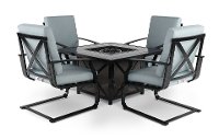 Tranquil Blue 5 Piece Fire Pit Patio Set - Sea Breeze