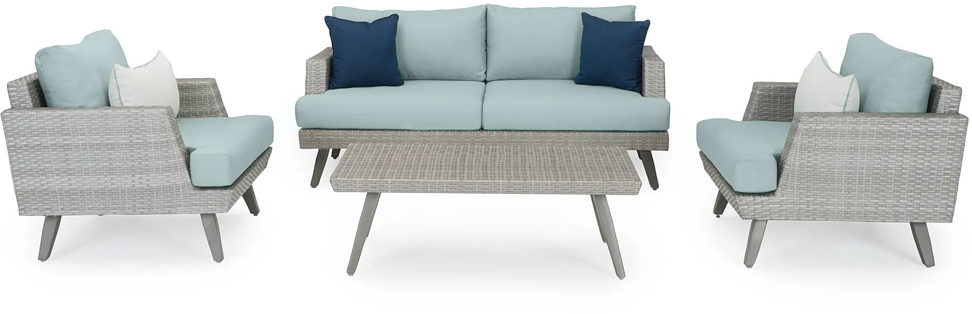 Portofino Spa Blue 4 Piece Patio Set with Indigo Cushions-1
