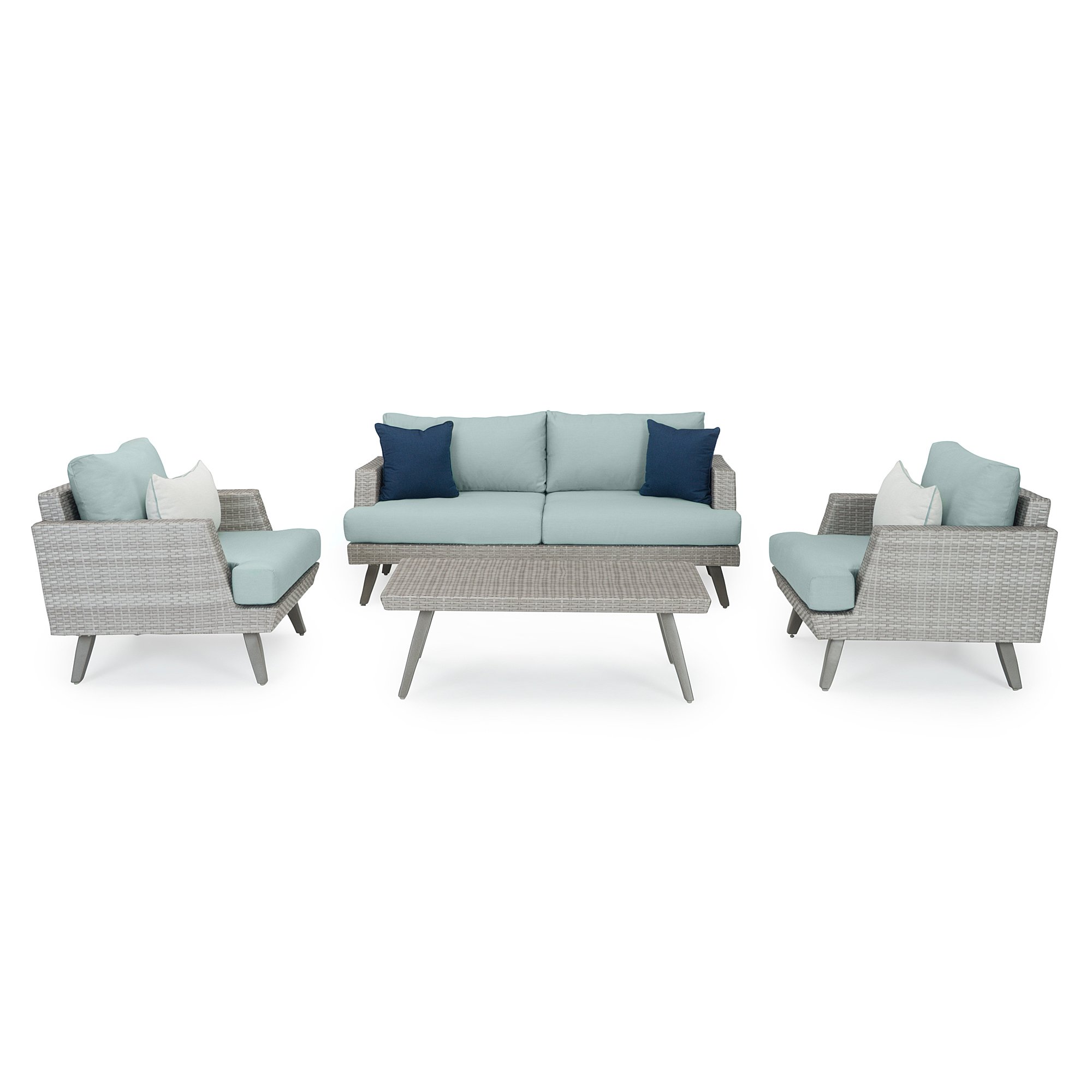Spa Blue 4 Piece Patio Set with Indigo Cushions - Portofino-1