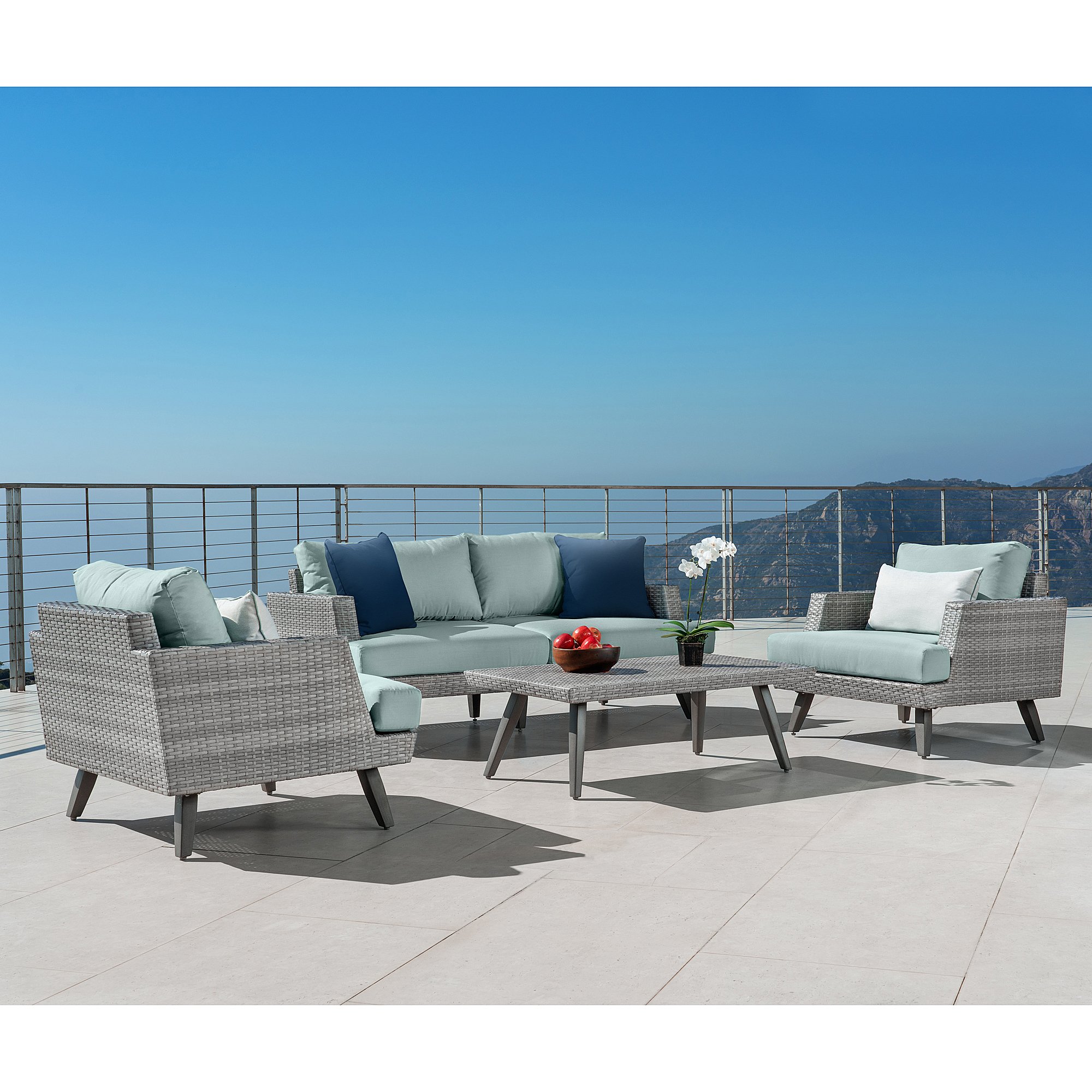 Spa Blue 4 Piece Patio Set with Indigo Cushions - Portofino-3