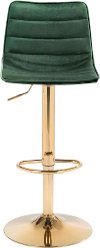 Dark Green and Gold Adjustable Bar Stool - Prima