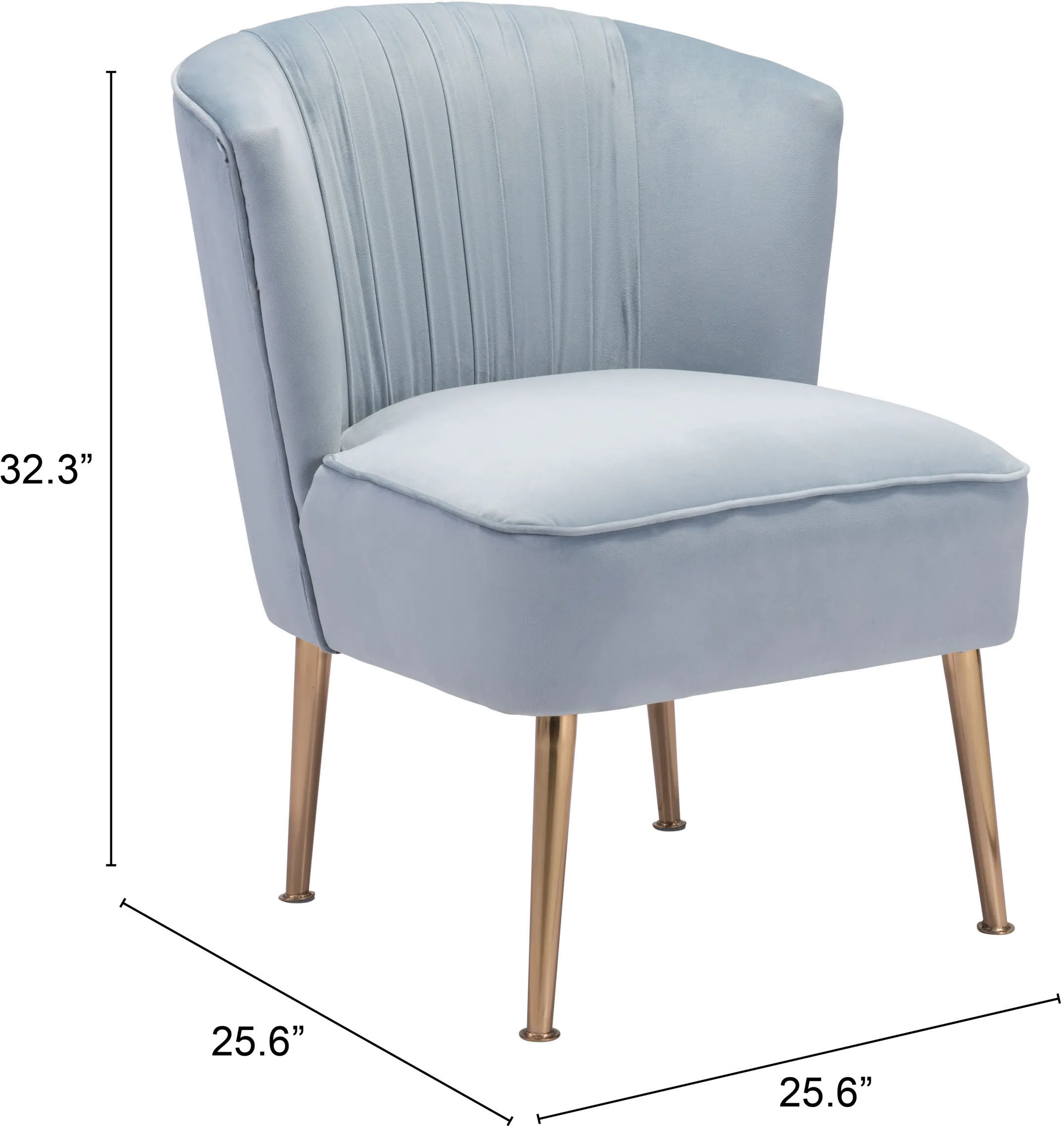 Glam Blue Velvet Accent Chair - Andes-7