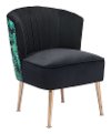 Glam Black Velvet and Gold Accent Chair - Tonya