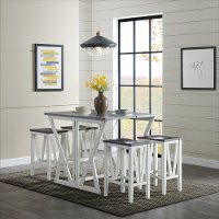 White and Gray 5 Piece Counter Height Dining Room Set - Delmar-1