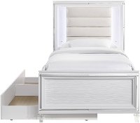 Posh Contemporary White Twin Bed with Trundle-1